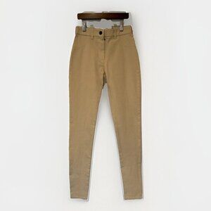 ARJE Womens High‎ Waisted Stretch Zip Up Pants Sand 4 Embroidered Italian NWT